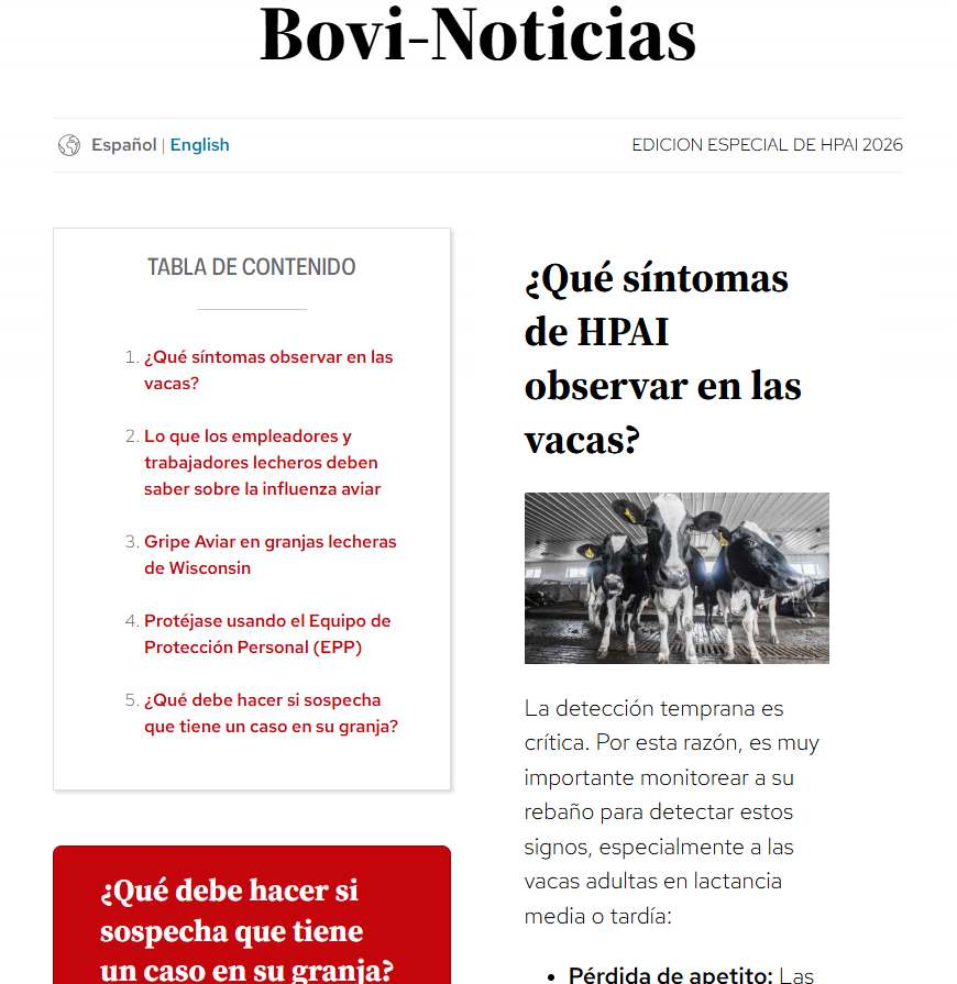 A screenshot of the Spanish publication, Bovi-Notcias.